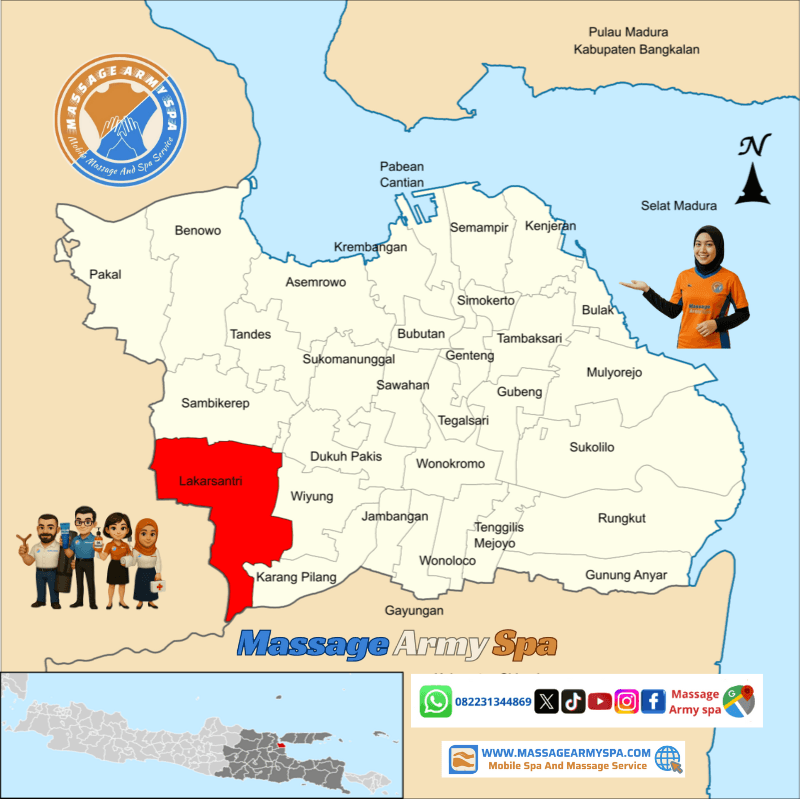 Pijat Terdekat Lakarsantri, Bangkingan, Jeruk, Lidah Kulon, Lidah Wetan, Sumur Welut, Surabaya