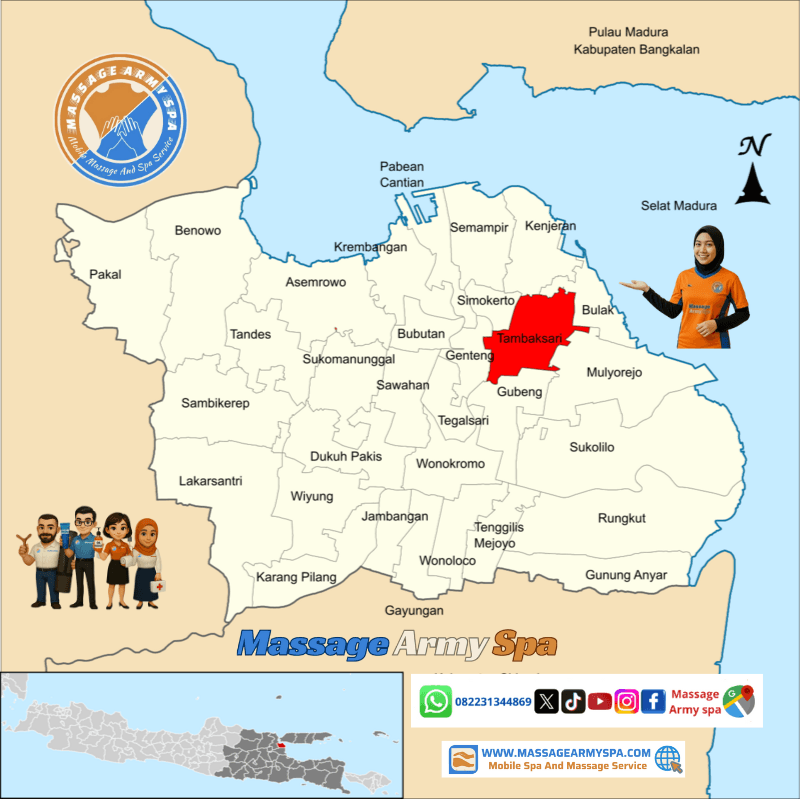 Pijat Terdekat Tambaksari, Dukuh Setro, Gading, Kapas Madya, Pacar Kembang, Pacar Keling, Ploso, Rangkah, Surabaya
