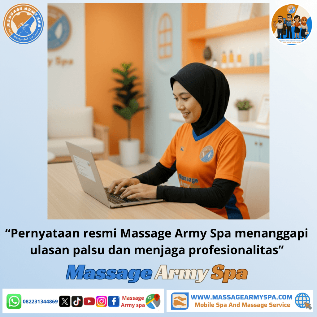 Pernyataan resmi Massage Army Spa menanggapi ulasan palsu